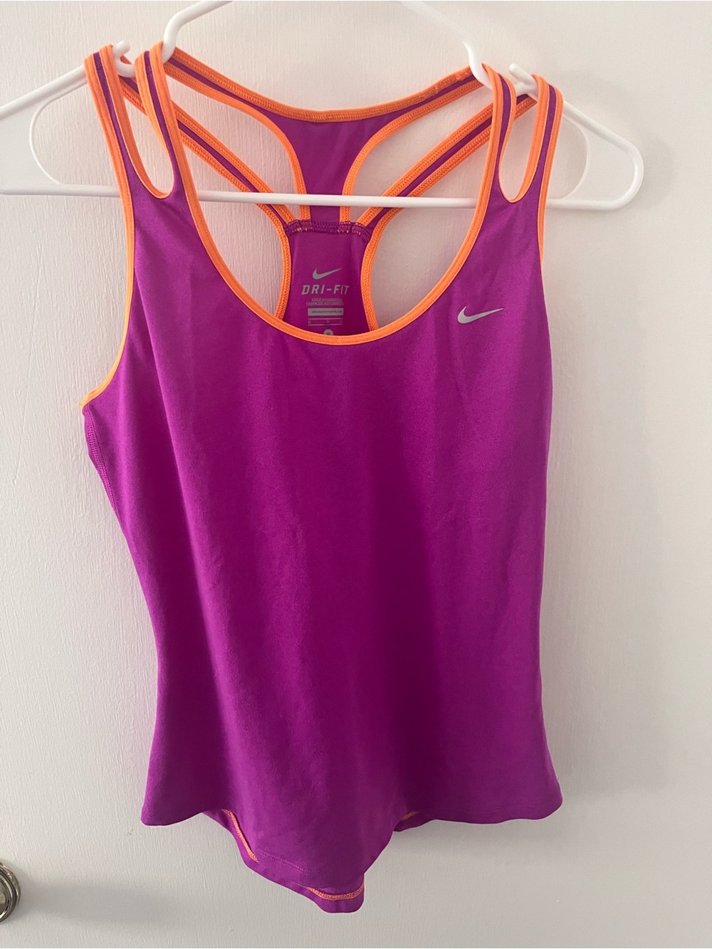 Nike Women’s Dri-Fit Hot Pink Orange Tank Strappy Racerback Reflective Pocket S